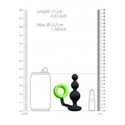 Plug Anale sfere con anello pene verde fluo Plug Anale sfere con anello pene verde fluo