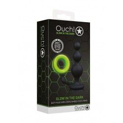 Plug Anale sfere con anello pene verde fluo Plug Anale sfere con anello pene verde fluo