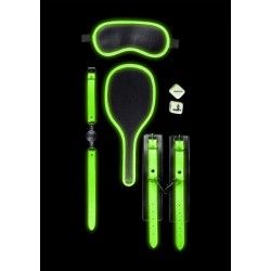 Kit Bdsm verde fluo/nero 5pz Ouch! Kit Bdsm verde fluo/nero 5pz Ouch!