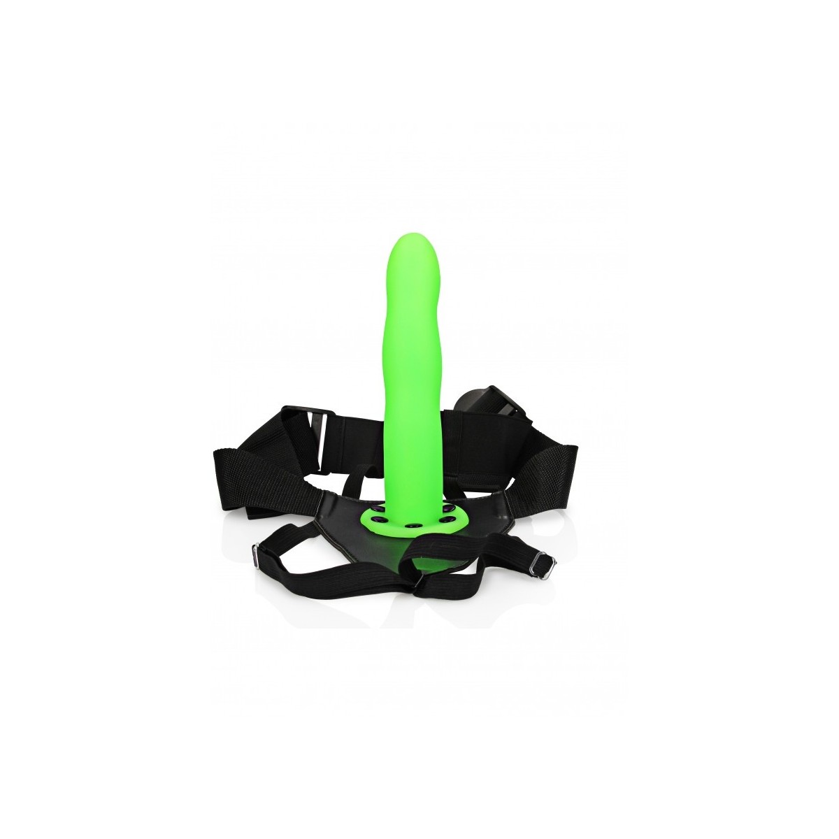 fallo indossabile CURVED HOLLOW STRAP-ON - 8'' / 20 CM - GLOW IN THE DARK