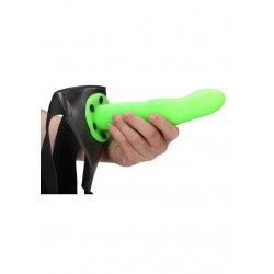 Fallo Strap-On Curvo 20 cm verde fluo/nero Fallo Strap-On Curvo 20 cm verde fluo/nero