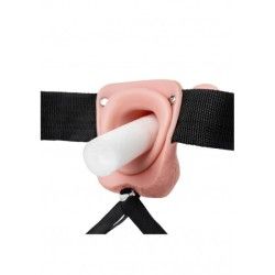 Fallo Strapon cavo con testicoli 27 cm chiaro Fallo Strapon cavo con testicoli 27 cm chiaro