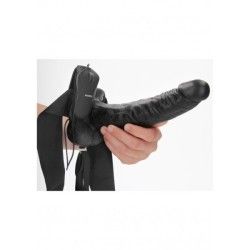 Vibratore Strapon cavo testicoli 27 cm nero Vibratore Strapon cavo testicoli 27 cm nero