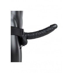 Vibratore Strapon cavo testicoli 27 cm nero Vibratore Strapon cavo testicoli 27 cm nero