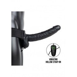 Vibratore Strapon cavo testicoli 27 cm nero Vibratore Strapon cavo testicoli 27 cm nero