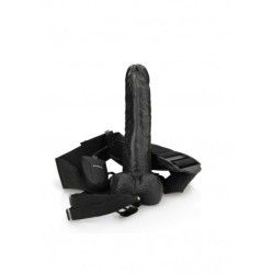 Vibratore Strapon cavo testicoli 23 cm nero Vibratore Strapon cavo testicoli 23 cm nero
