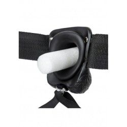 Vibratore Strapon cavo testicoli 23 cm nero Vibratore Strapon cavo testicoli 23 cm nero