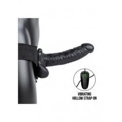 Vibratore Strapon cavo testicoli 23 cm nero Vibratore Strapon cavo testicoli 23 cm nero