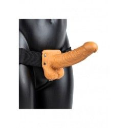 Vibratore Strapon cavo testicoli 23cm mulatto Vibratore Strapon cavo testicoli 23cm mulatto