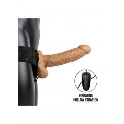 Vibratore Strapon cavo testicoli 23cm mulatto Vibratore Strapon cavo testicoli 23cm mulatto