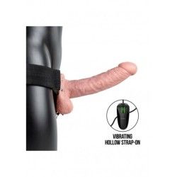 Vibratore Strapon cavo testicoli 23 cm chiaro