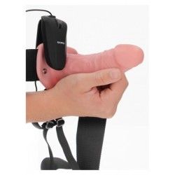 Vibratore Strapon cavo 18,5 cm pelle chiara Vibratore Strapon cavo 18,5 cm pelle chiara