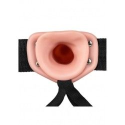 Vibratore Strapon cavo 18,5 cm pelle chiara Vibratore Strapon cavo 18,5 cm pelle chiara