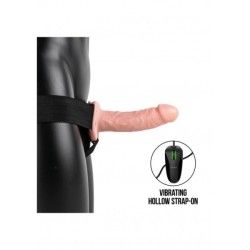 Vibratore Strapon cavo 18,5 cm pelle chiara Vibratore Strapon cavo 18,5 cm pelle chiara