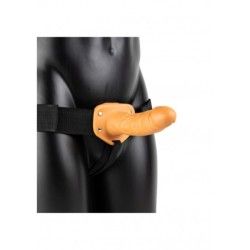 Vibratore Strapon cavo 18,5 cm pelle mulatta Vibratore Strapon cavo 18,5 cm pelle mulatta