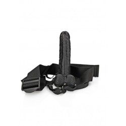 Fallo Strapon cavo con testicoli 23 cm nero Fallo Strapon cavo con testicoli 23 cm nero