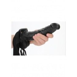 Fallo Strapon cavo con testicoli 23 cm nero Fallo Strapon cavo con testicoli 23 cm nero