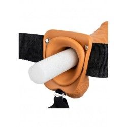 Fallo Strapon cavo con testicoli 23cm mulatto Fallo Strapon cavo con testicoli 23cm mulatto