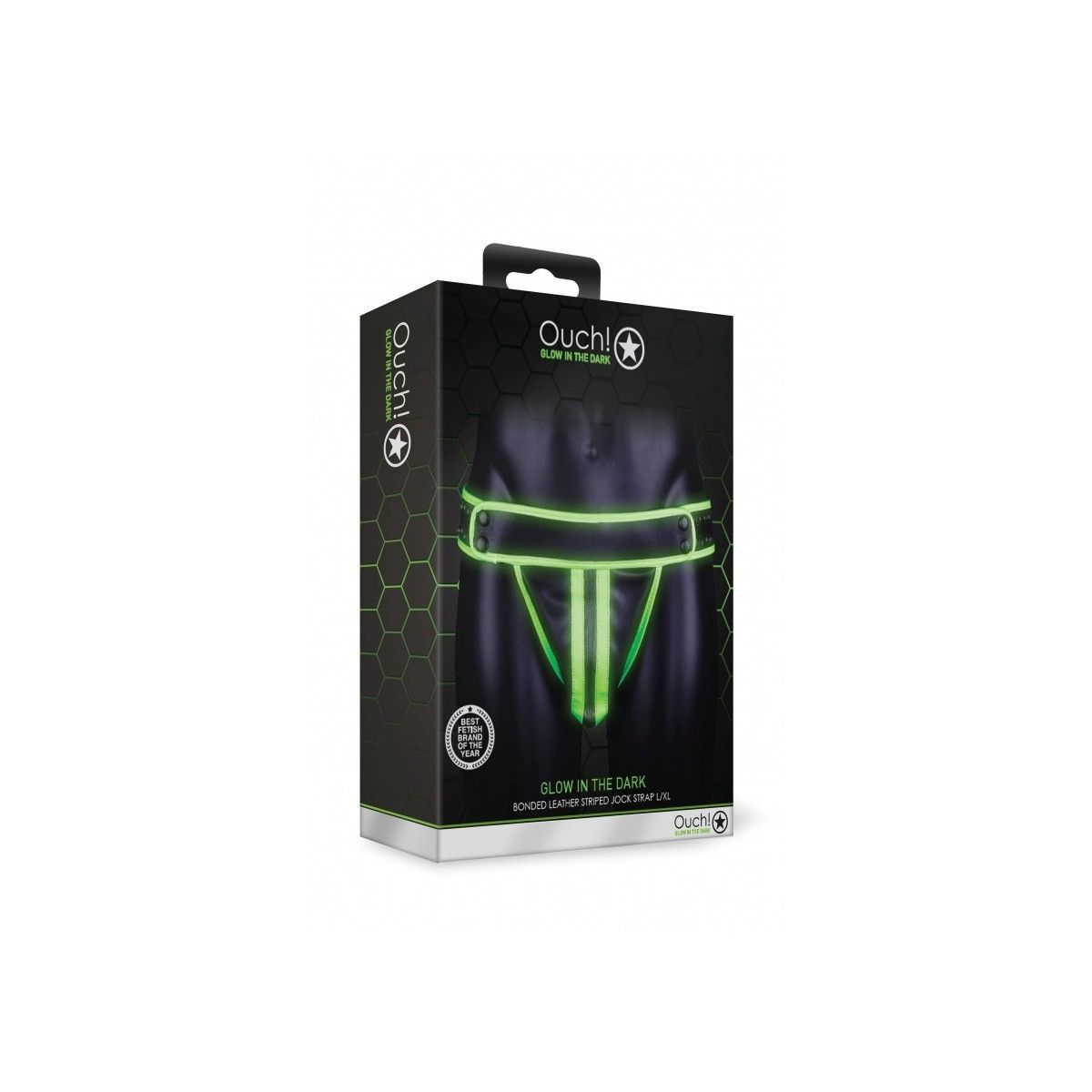 Sospensorio uomo Striped Jock Strap - GitD - Neon Green/Black