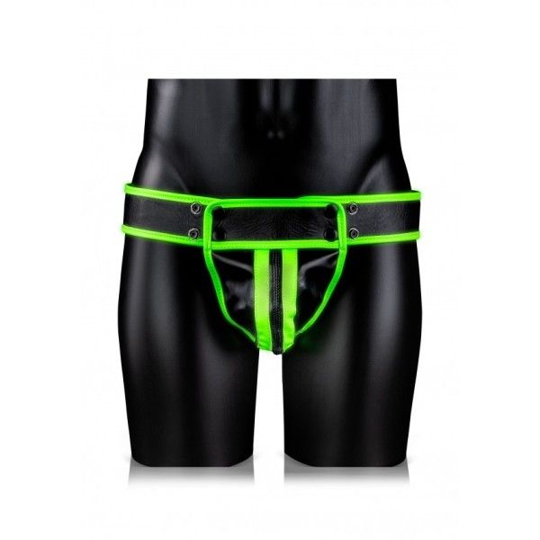 Jockstrap sexy bottoni verde fluo/nero Ouch!
