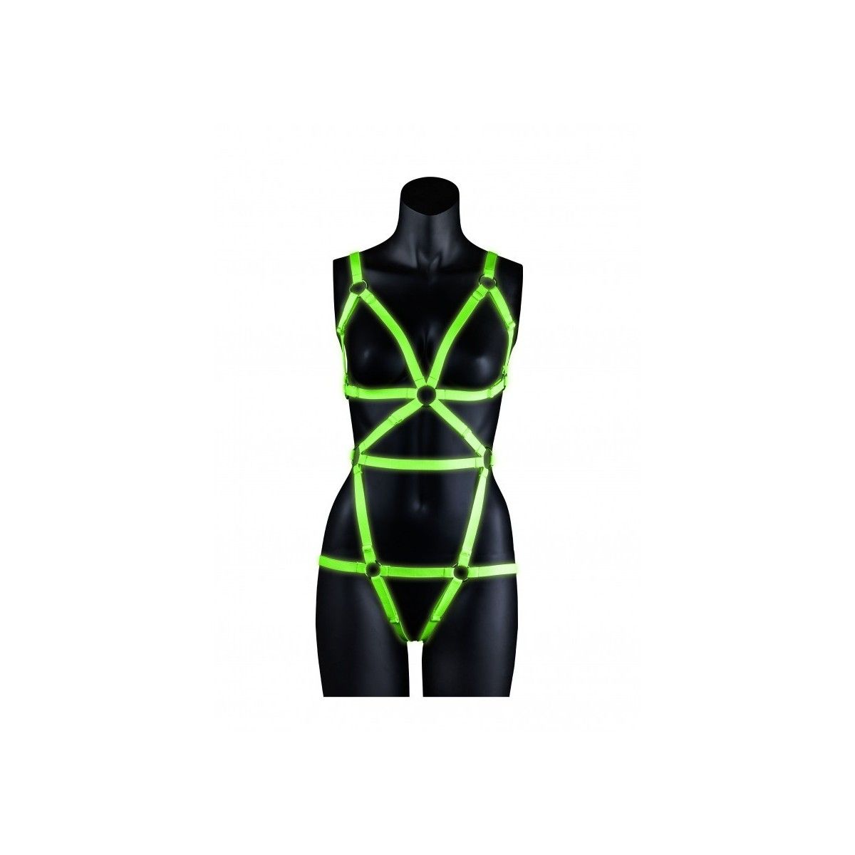 Imbragatura bondage Harness - GitD - Neon Green/Black