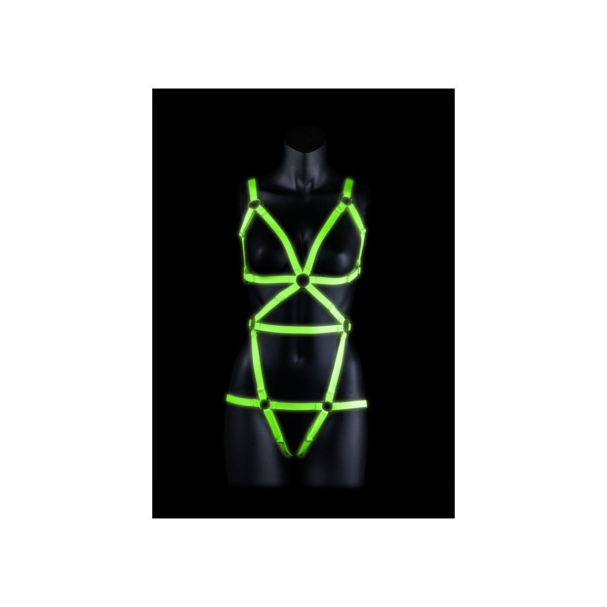 Imbragatura bondage Harness - GitD - Neon Green/Black