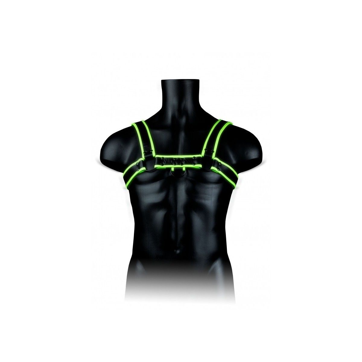 Imbragatura uomo fosforescente Chest Bulldog Harness - GitD - Neon Green/Black