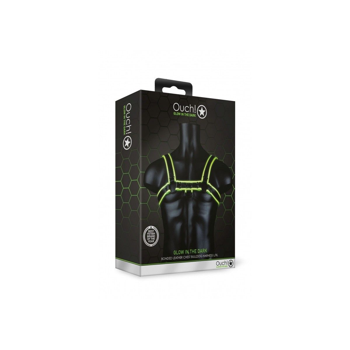 Imbragatura uomo fosforescente Chest Bulldog Harness - GitD - Neon Green/Black