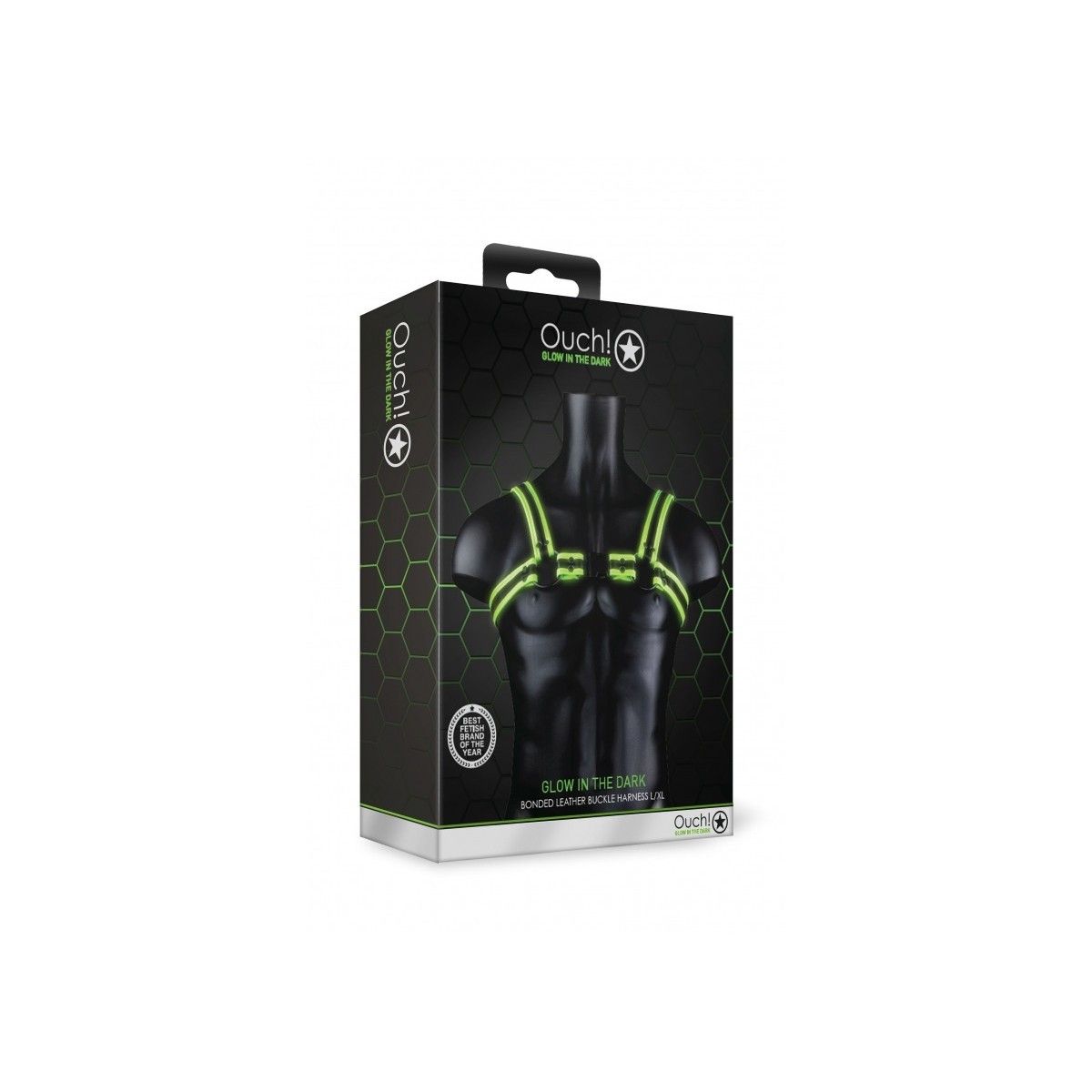 Pettorina bondage fosforescente Buckle Harness - Glow in the Dark - Neon Green/Black