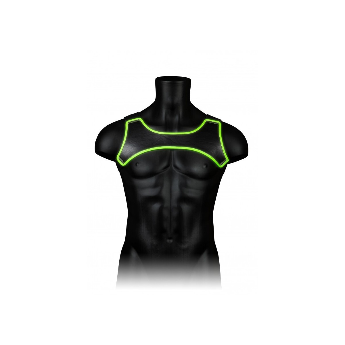Imbragatura uomo in eco pelle Neoprene Harness - Glow in the Dark - Neon Green/Black