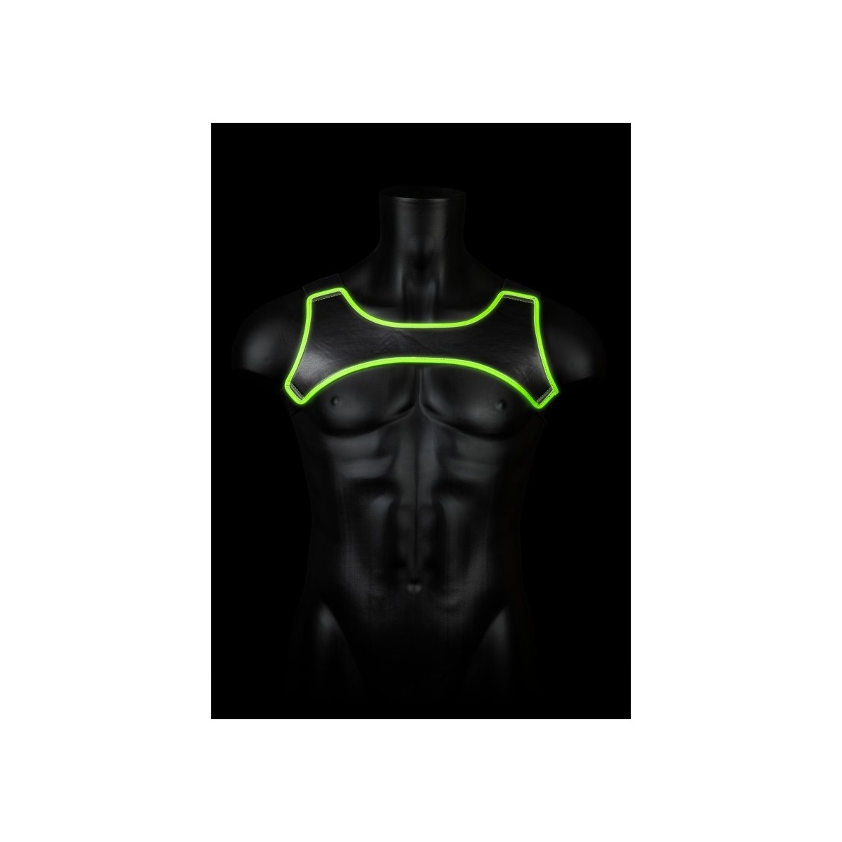 Imbragatura uomo in eco pelle Neoprene Harness - Glow in the Dark - Neon Green/Black