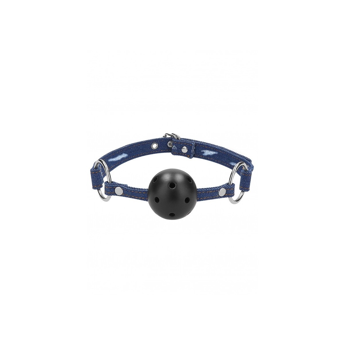 morso Breathable Ball Gag With Roughend Denim Straps Blue