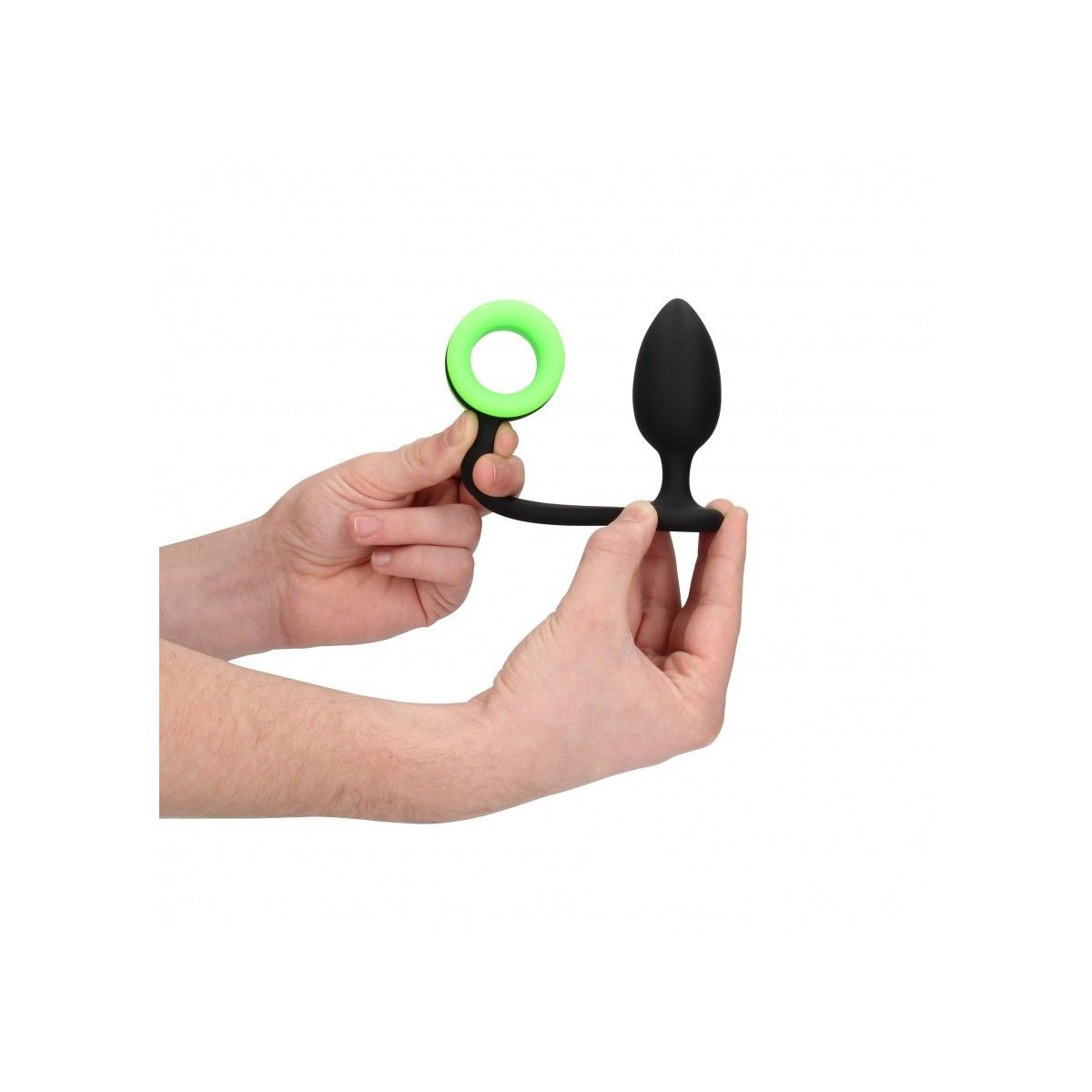 Plug con anello fallico Butt with Cock Ring GitD Neon Green/Black