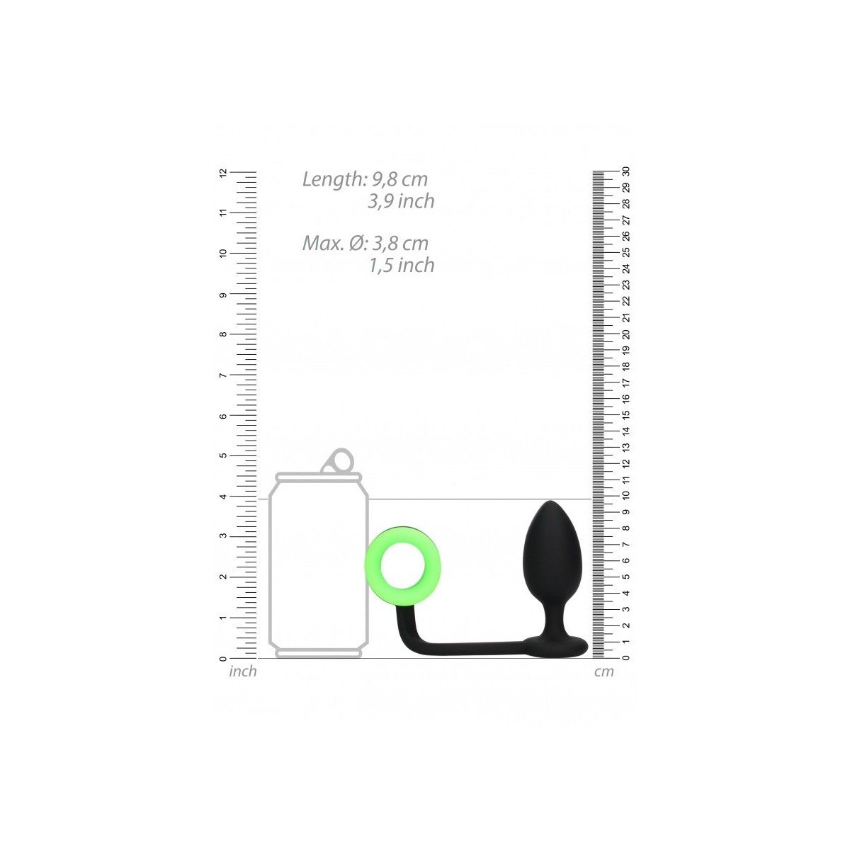 Plug con anello fallico Butt with Cock Ring GitD Neon Green/Black