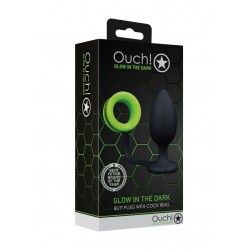 Plug Anale goccia con anello pene verde fluo Plug Anale goccia con anello pene verde fluo
