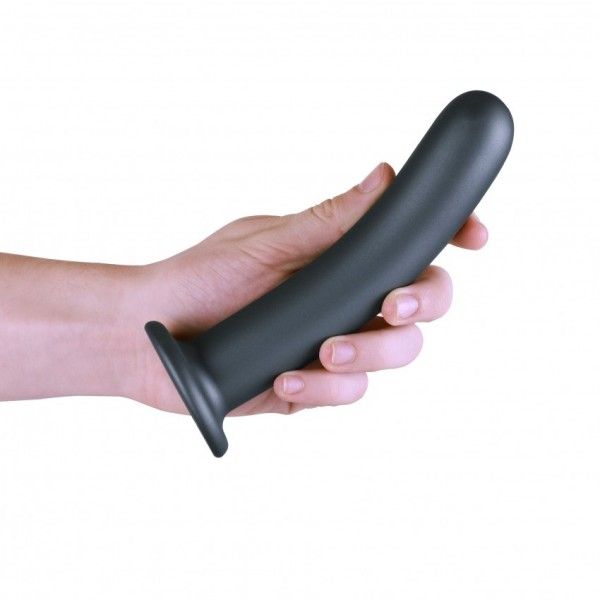 Dildo ventosa liscio punto G 17.5cm Gun Metal