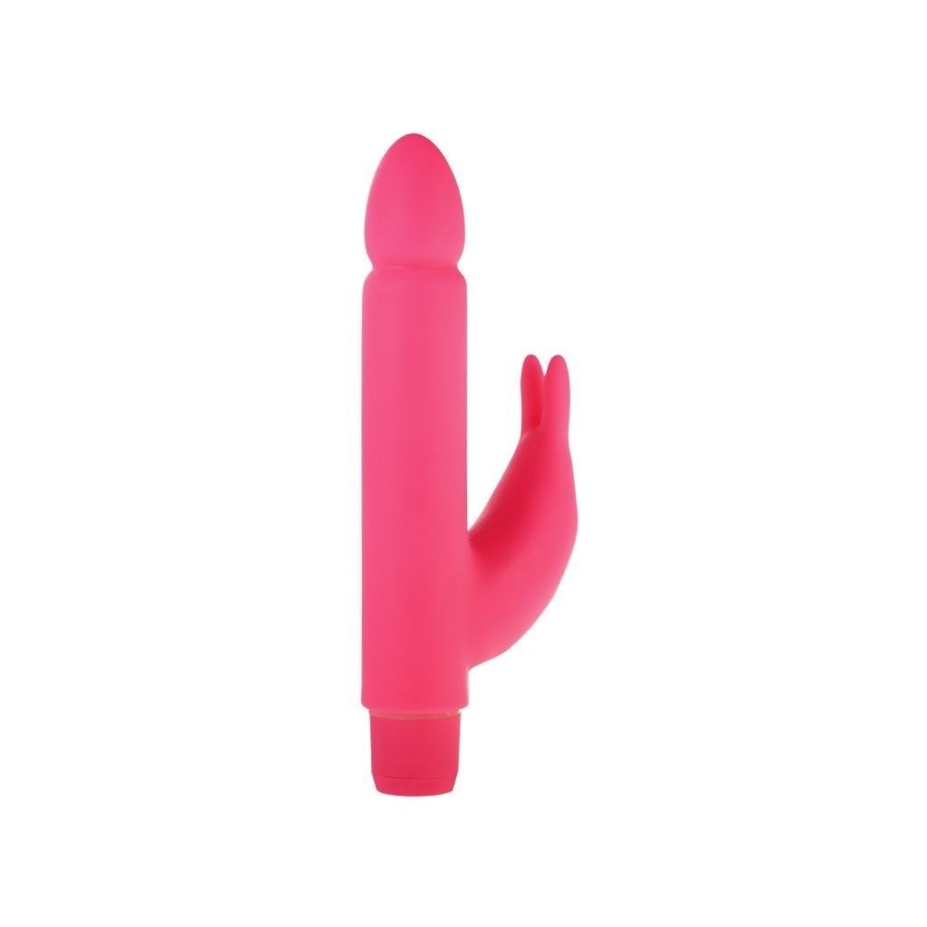 Vibratore rabbit doppio dildo vibrante con stimolatore per clitoride fallo rosa