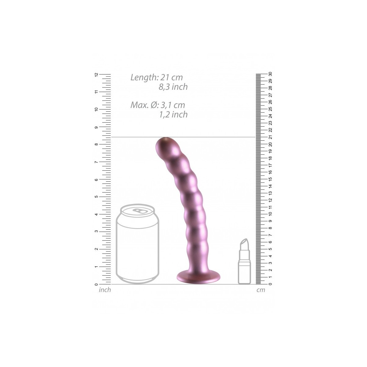 Dildo vaginale con ventosa a sfere Beaded G-Spot Dildo 8'' / 20,5 cm Rose Gold