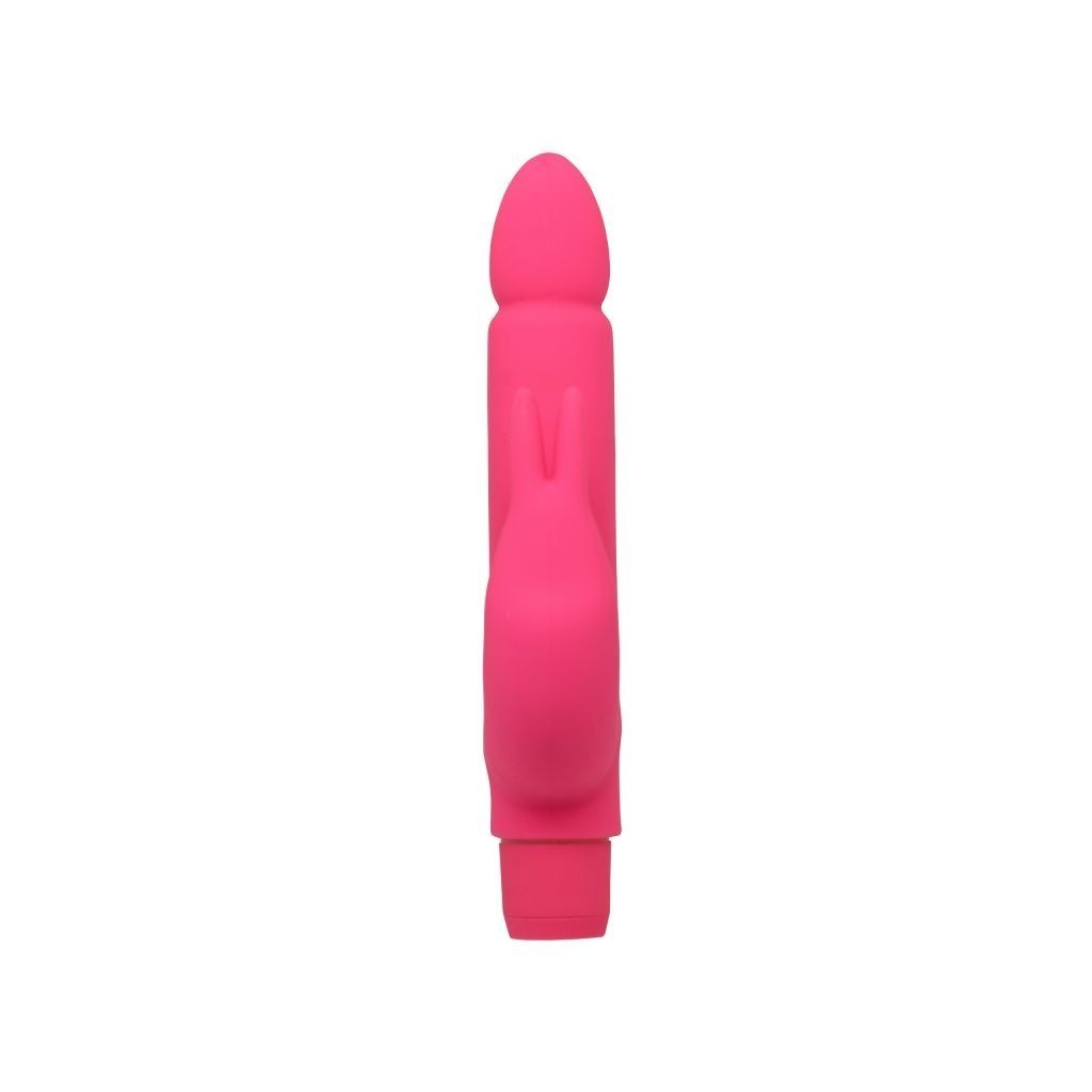 Vibratore rabbit doppio dildo vibrante con stimolatore per clitoride fallo rosa