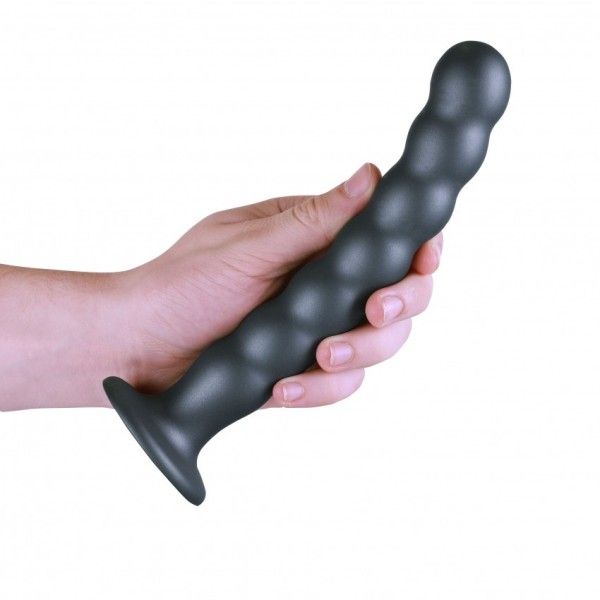 Dildo ventosa sfere punto G 21 cm Gun Metal