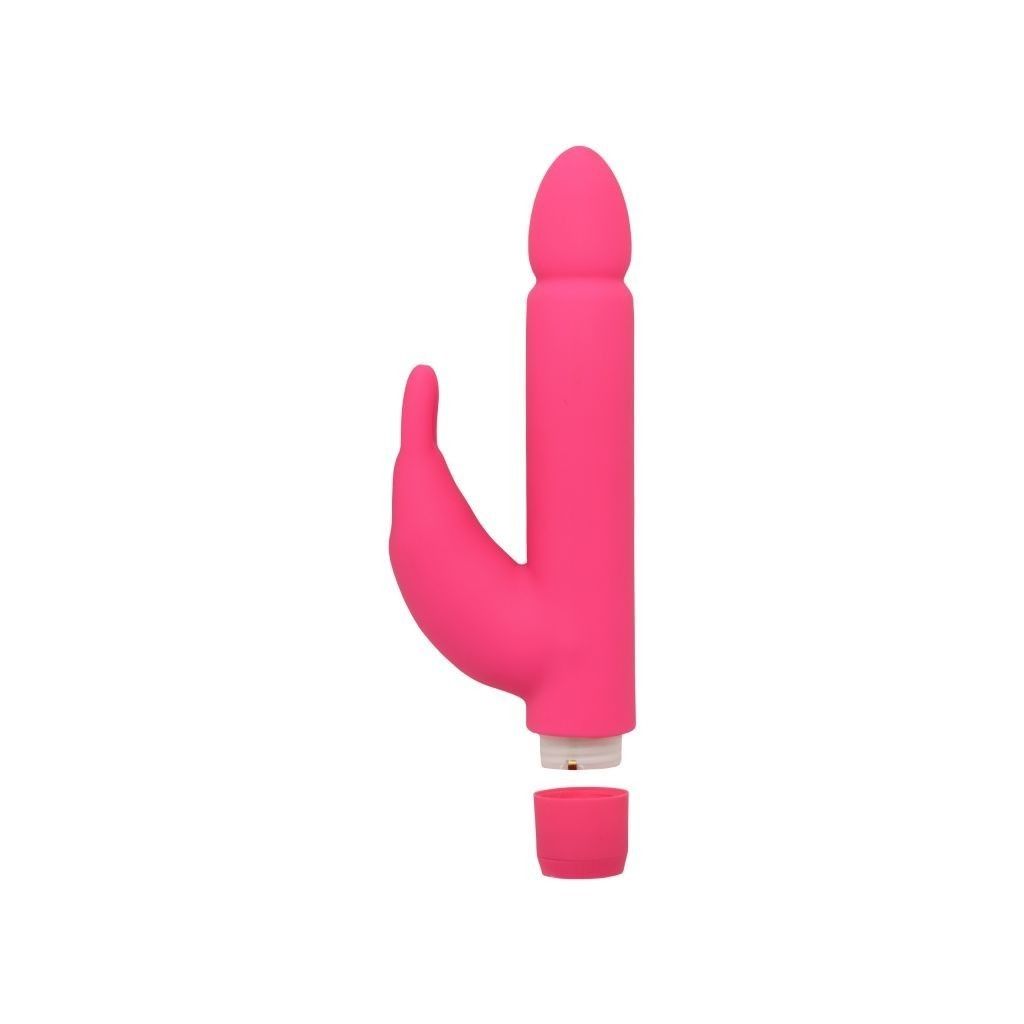 Vibratore rabbit doppio dildo vibrante con stimolatore per clitoride fallo rosa