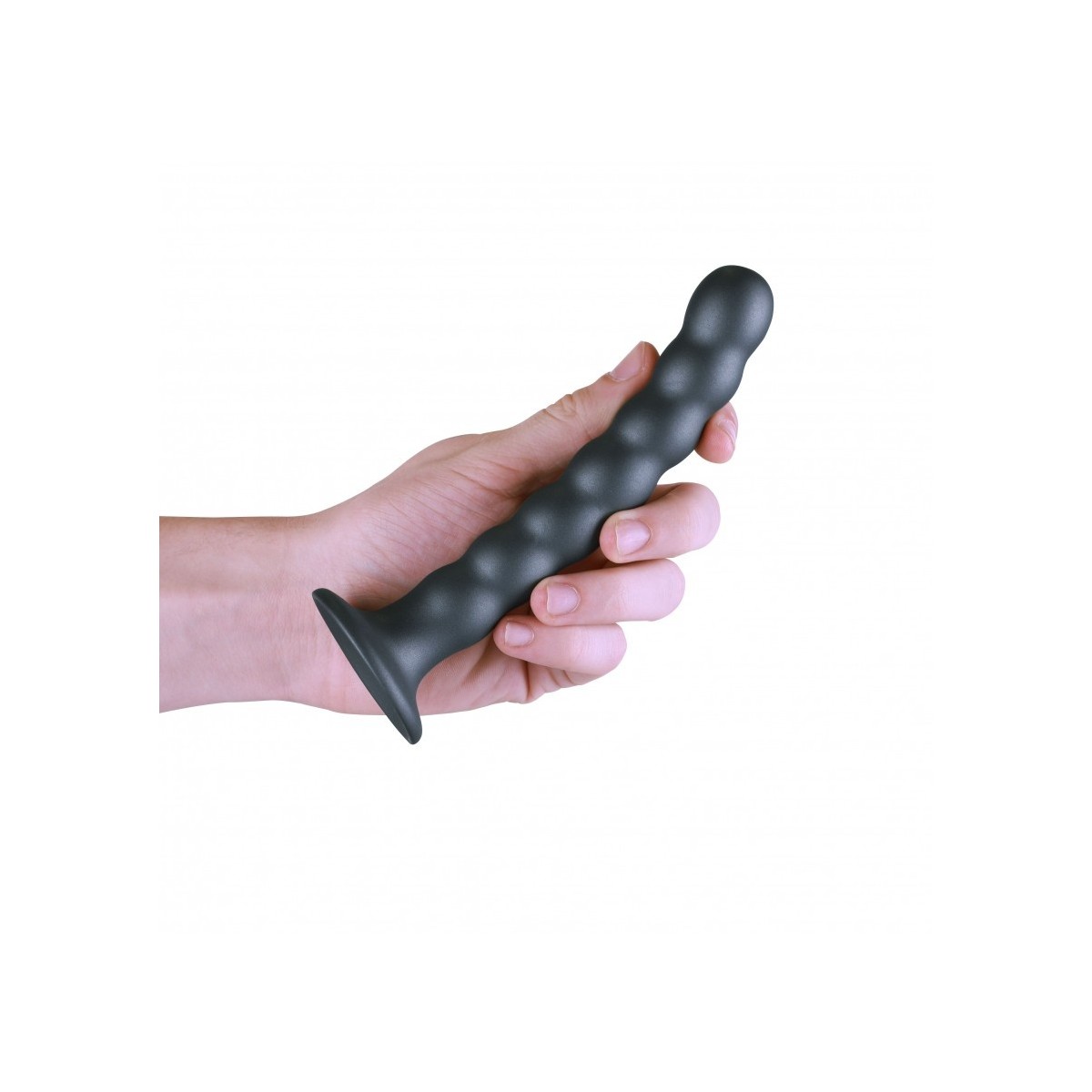Dildo vaginale con ventosa a sfere Beaded G-Spot Dildo 6,5'' / 16,5 cm Gun Metal