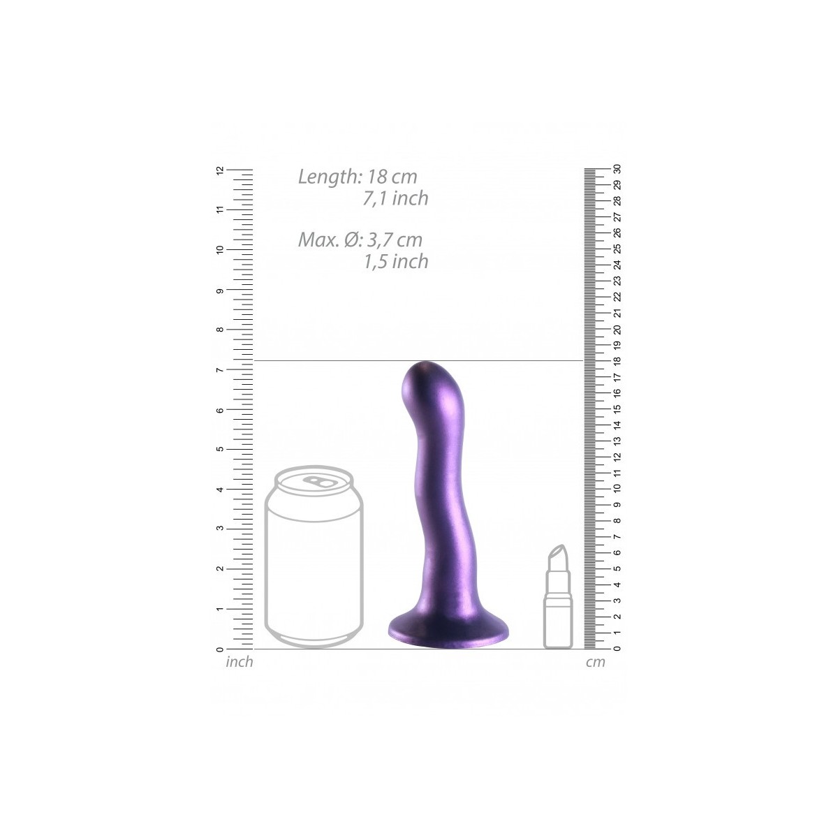Dildo vaginale con ventosa Ultra Soft Curvy G-Spot Dildo 7''/17 cm Metallic Purple