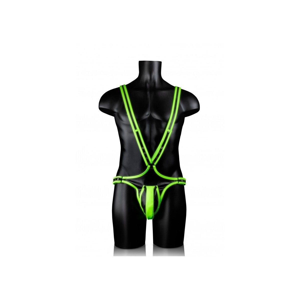 Imbragatura bondage Full Body Harness GitD Neon Green/Black