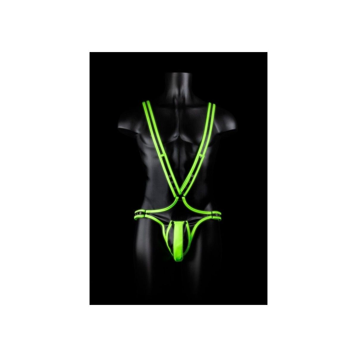 Imbragatura bondage Full Body Harness GitD Neon Green/Black