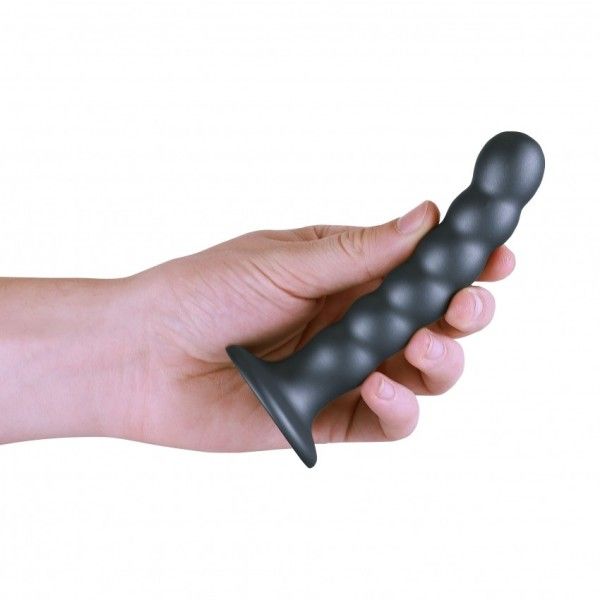 Dildo ventosa sfere punto G 13 cm Gun Metal