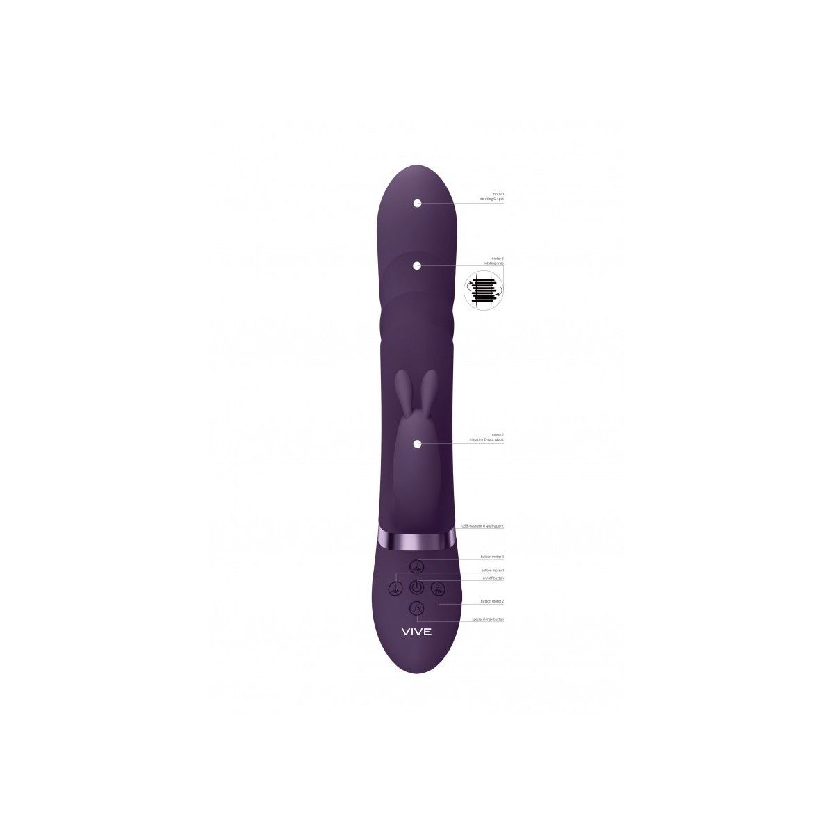 Vibratore vaginale rabbit Vibrating and Rotating Beads, G-Spot Rabbit Purple