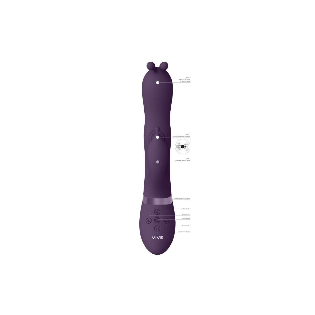 Vibratore vaginale rabbit Triple Action Vibrating Rabbit with PulseWave Shaft Purple
