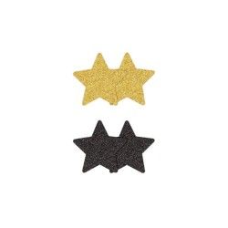 Copri-capezzoli stella glitter 2paia oro/nero Copri-capezzoli stella glitter 2paia oro/nero