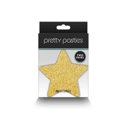 Copri-capezzoli stella glitter 2paia oro/nero Copri-capezzoli stella glitter 2paia oro/nero